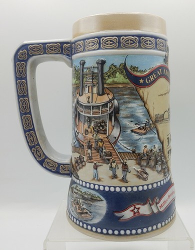 Miller High Life Great American Achievements Beer Stein 1989 First River Steamer