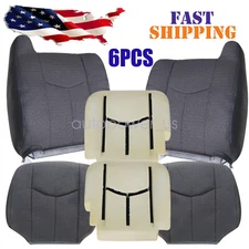 For 2003-2007 Chevy Silverado 1500 Dark Gray Front Seat Cover Cloth & Front Foam