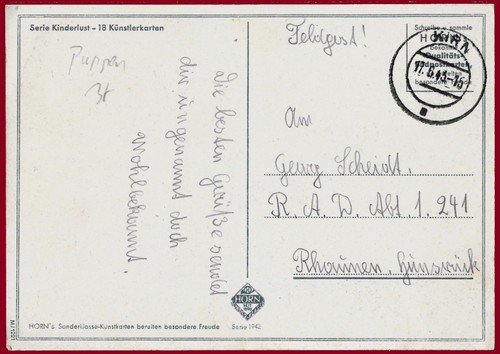Carte postale allemande WW 2 Troisième Reich jeune amour FELDPOST 1943 - Photo 2 sur 2