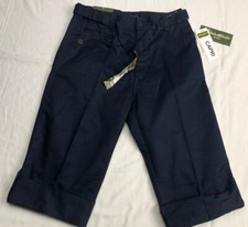 NWT Eddie Bauer Navy Blue School Uniform Adjustable Waist Belt Shorts Size 12