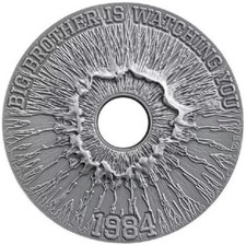 2023 2 Oz Silver 2000 Cameroon BIG BROTHER IS WATCHING YOU 1984 Antiqued Coin.