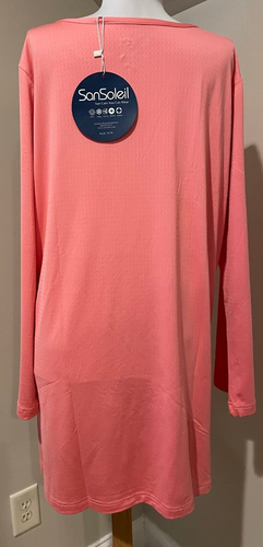 SAN SOLEIL Womens Drawstring Cover Tunic Pink Dress UPF 50 NEW NWT - Sz Large - 第 4/6 張圖片