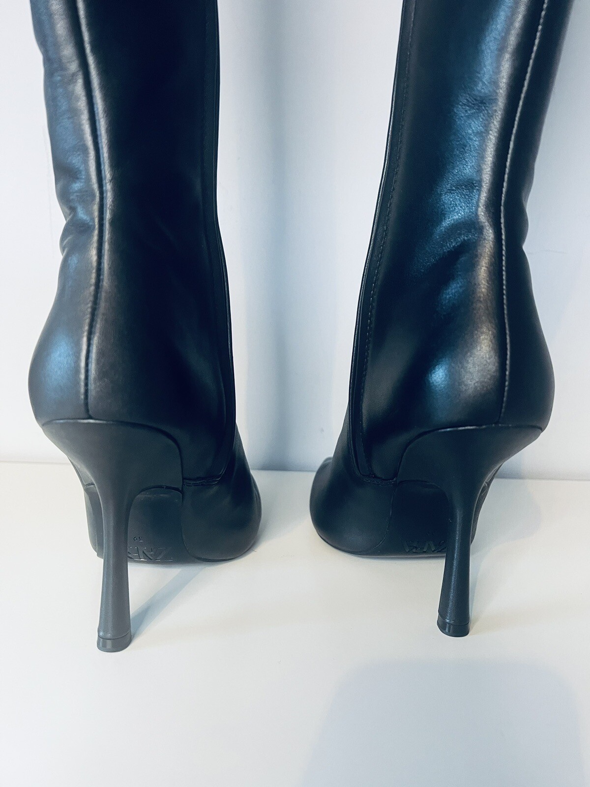 Zara Leather High Heel Black Boots UK6 / EU39 eBay