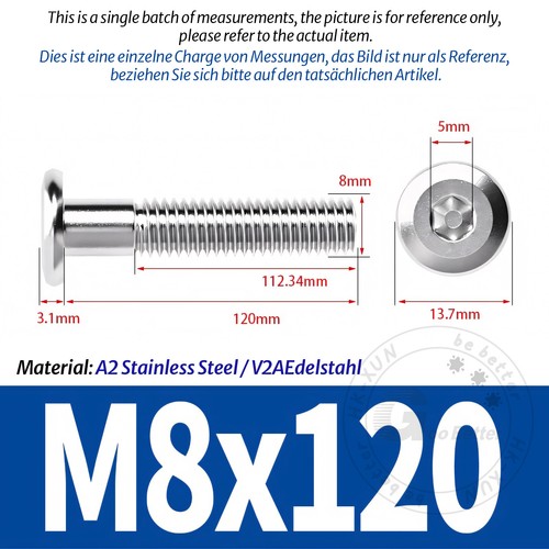 FURNITURE JOINT CONNECTOR BOLTS FIXINGS ALLEN KEY SOCKET HEAD A2 STAINLESS STEEL - Picture 140 of 185