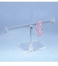 Round Acrylic T-Bar Display Clear Countertop Bracelet Bangle Holder Rack 5"H