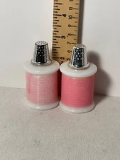 Avon bottles pink spools with thimble lids