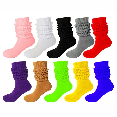 Womens Slouch Socks Cotton Scrunch Knee High Extra Long and Heavy Socks