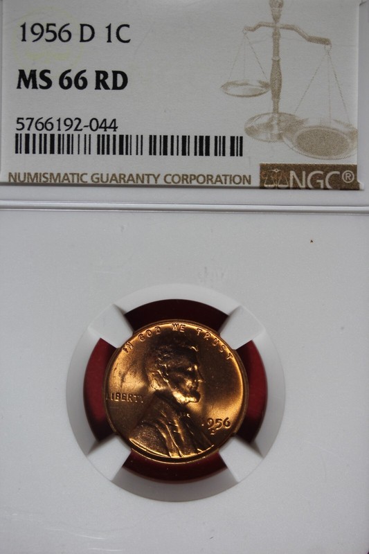 1956 D NGC1C MS66RD LINCOLN WHEAT CENT #B49057