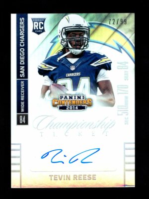 Tevin Resses 2014 CONTENDERS CHAMPIONSHIP TICKET #179 TEVIN REESE RC AUTO 72/99 ...