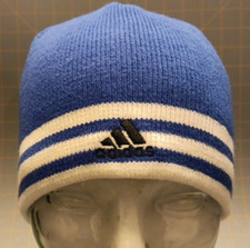 Unisex OSFA Adidas Blue White Striped Embroidered Logo Beanie Skull Cap Hat