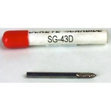 Carbide Burr (SG-43D) Pointed Tree - Double Cut - 1/8 x 1/8 x 3/8 x 1 1/2