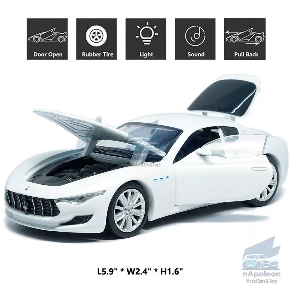 1:32 Maserati Alfieri Model Car Alloy Diecast Toy Vehicle Collection Gift White