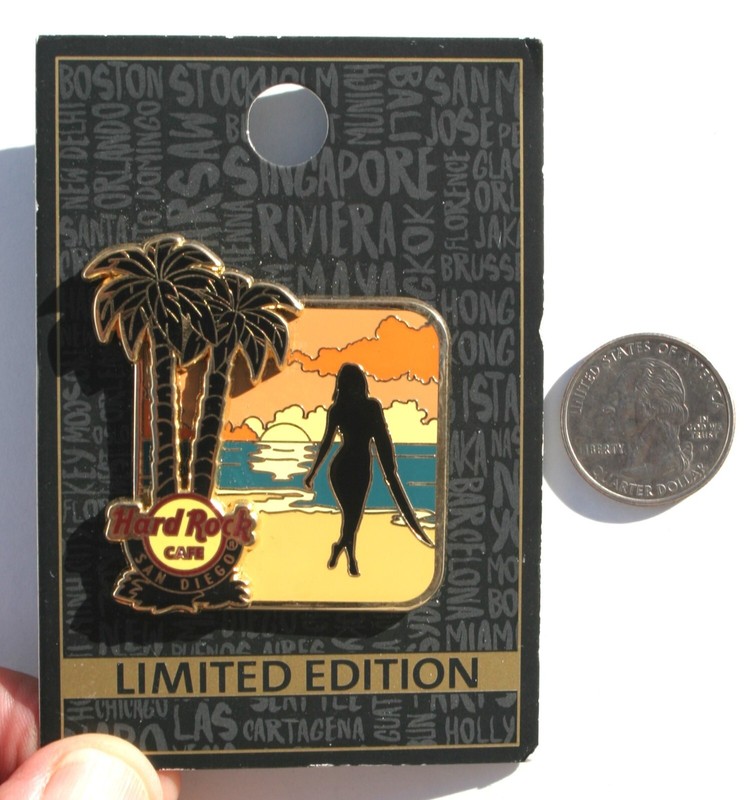 HARD ROCK CAFE / SAN DIEGO 3-D SILHOUETTE GIRL LOGO PIN - LARGE & NEW ON CARD