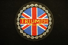 Classic 70s Triumph +Union Flag Iron/Sew On Patch - Biker - Ton Up Boys - No1096