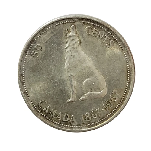 1967 Canada 50 Cent Rotation Die Silver Coin BU (XM116)