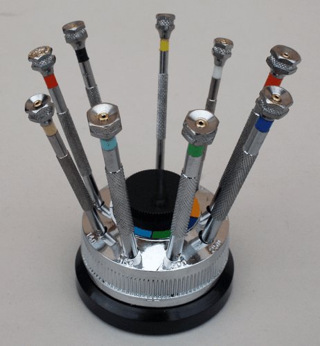 9 Piece Screwdriver Set pro watch repair  tools revolving stand - Afbeelding 1 van 2