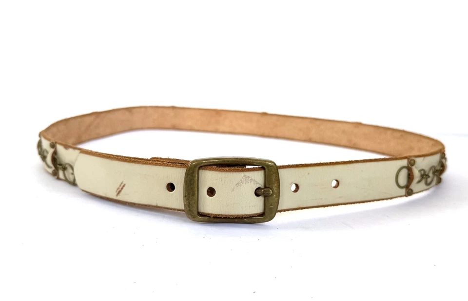 Authentic JOED Nyovee Colab Ivory Leather, Vintage Brass Chain M S 34 - Image 2 of 4