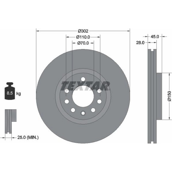 2X Textar 92118303 Bremsscheibe FüR Opel Saab Cadillac Vectra Signum 9 3 9 3X-image