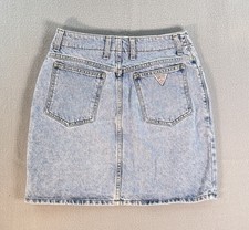 Vintage Rare Guess Skirt Women Size 31 Blue Denim Jean 80  s Button