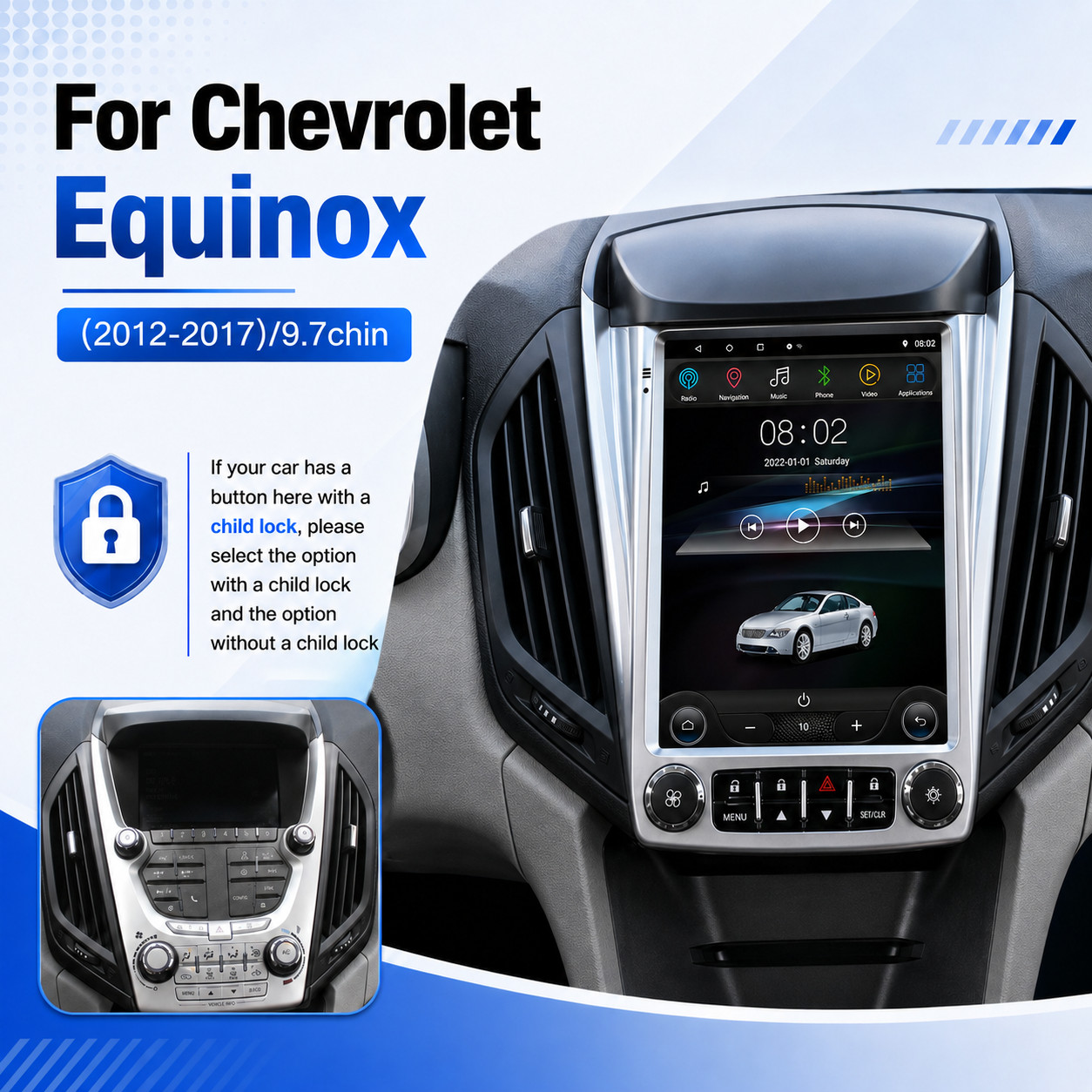 Android 13 Fits Chevrolet Equinox 2010-2017 Car Radio GPS Player Stereo CarPlay