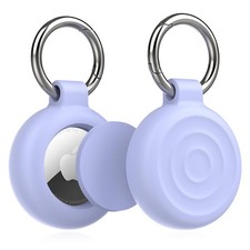 Airtag Holder Keychain Case, 2-Pack Silicone Protective Cover with Key Ring f...