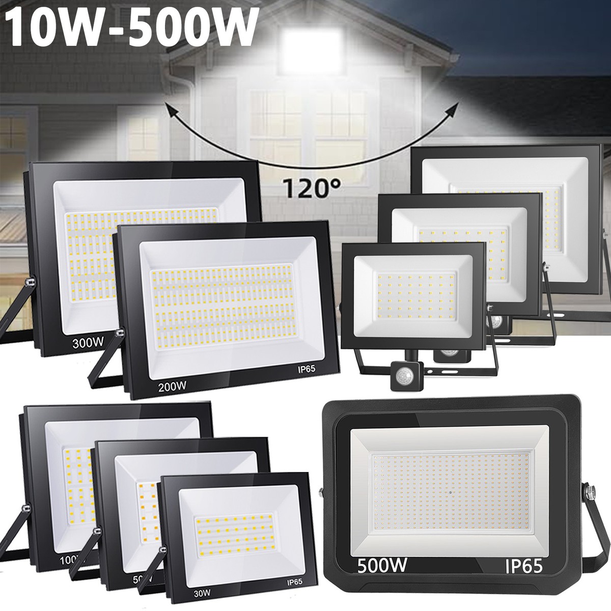 Foco LED Exterior Inundador 10W-500W con Detector de Movimiento 230V Faro IP65