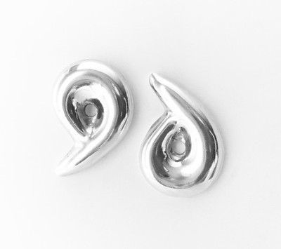 TAXCO Modernist Ster Silver Shiny Post Earrings comma magatama shape 1'' EUC