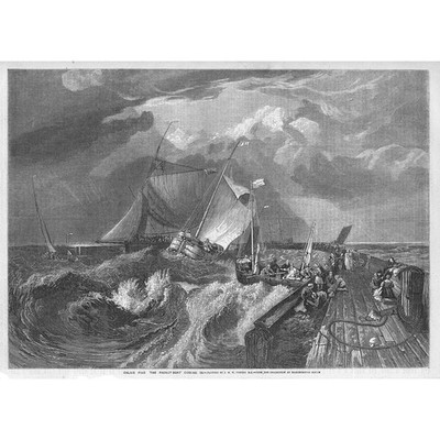 CALAIS The Pier, The Packet Boat Arriving - Antique Print 1857