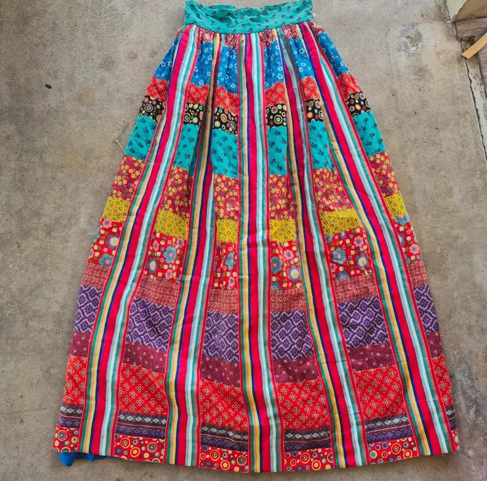 Vtg 60's Mountain Artisans Native American Folk Art Hand Made Patchwork Skirt - Image 4 of 4