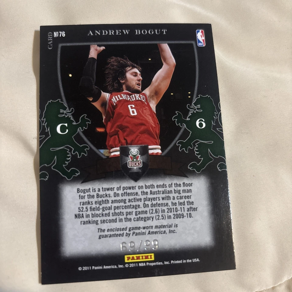 MUESTRA DE TARJETAS COLECCIONABLES AB128-2011-12 PANINI CRUSADE NBA #76 ANDREW BOGUT #69/99 Foto 2 de 2
