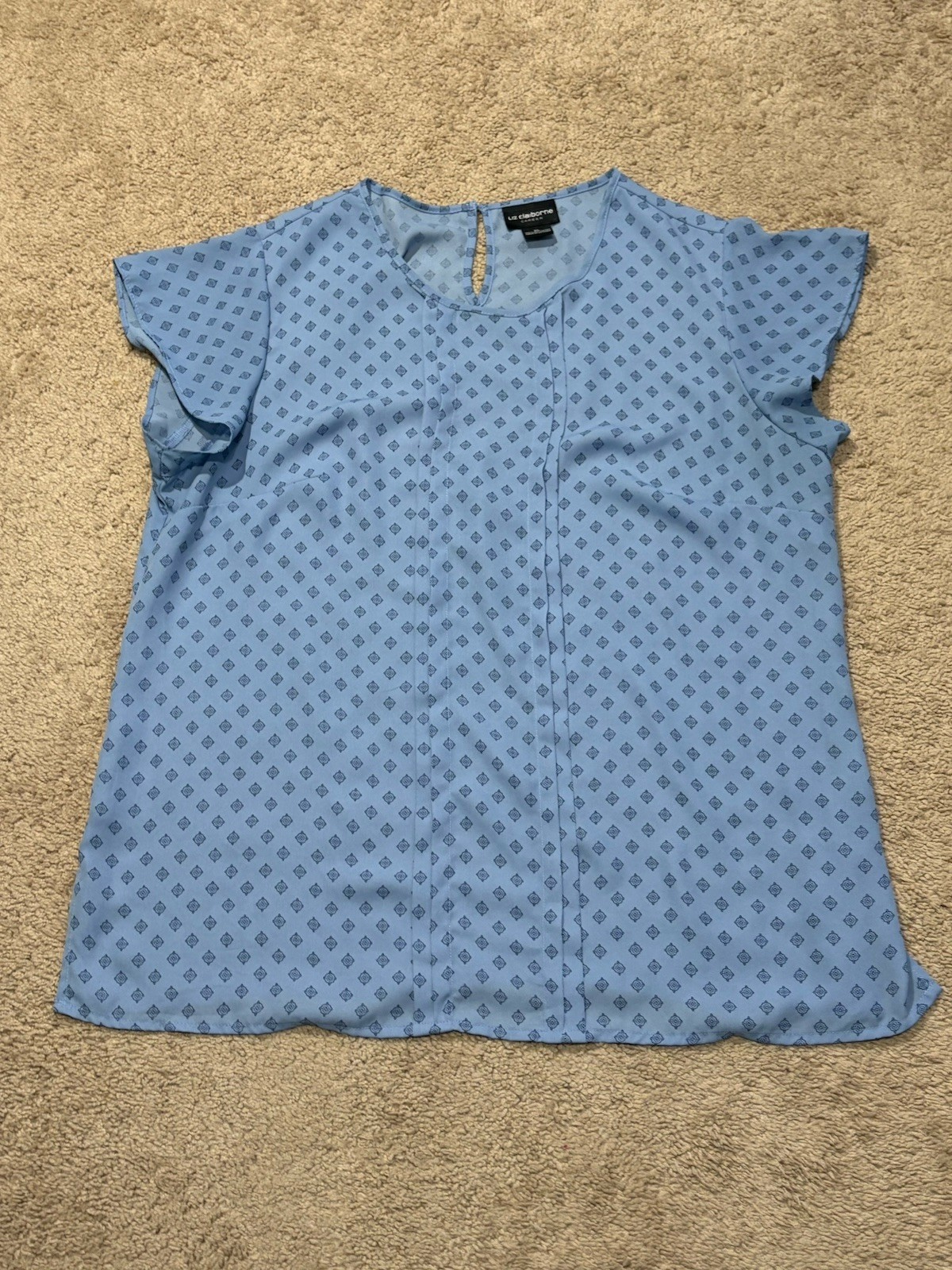 Liz Claiborne Womens Shirt Size XL Multicolor Print Lightweight Dressy Flowy