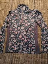 Kerrits 1/4 Zip Pullover Base Layer Shirt Floral Women's XL Equestrian Riding 