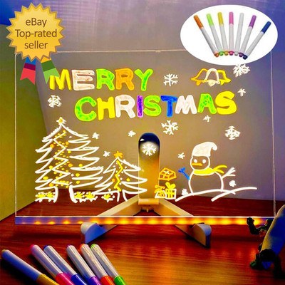 LED Note Board with Colors, Lighted Acrylic Dry Erase Message Board, Illuminated