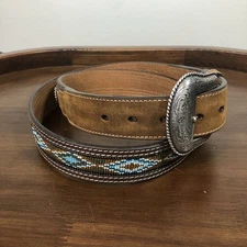 Nocona Belt Co Genuine Leather Western Beaded Silver Size 40 Belt