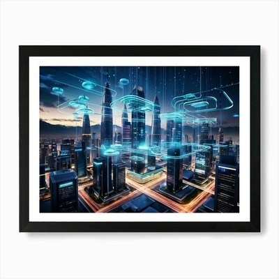 Global Telecom And Finance Connecti Gerahmtes Wandbild Poster Leinwanddruck Bild