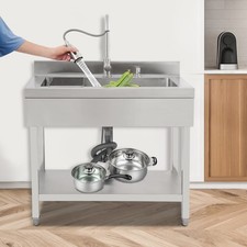 Freestanding Stainless Steel Utility Sink Laundry utility Room Sinks Single Bowl