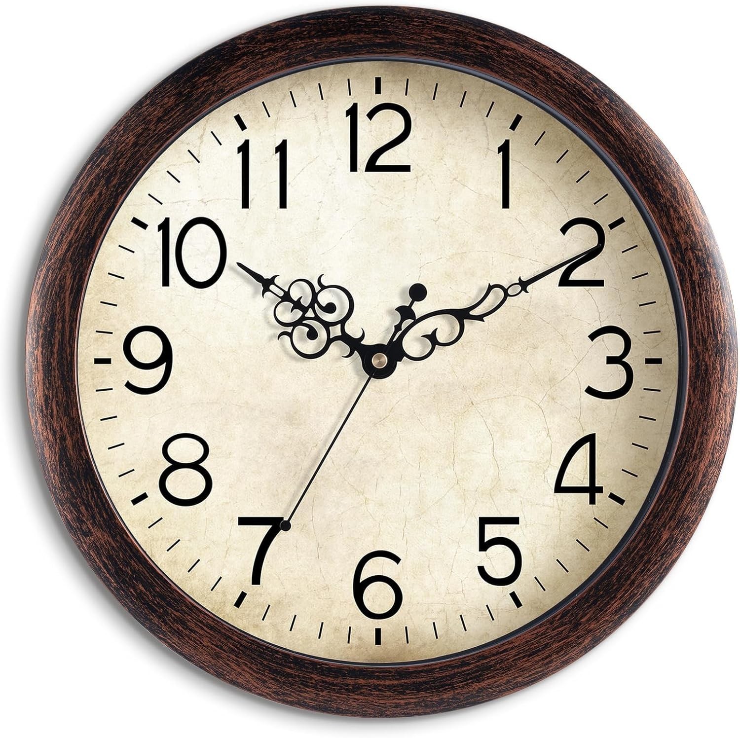 Wall Clock Vintage Wall Clocks Battery Operated Quartz Silent Non-Ticking 8 Inch