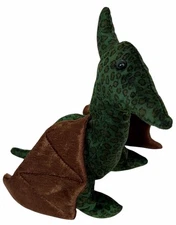 Vintage DanDee 8" Pterodactyl Bean Bag Stuffed Animal Plush Dinosaur Green Brown