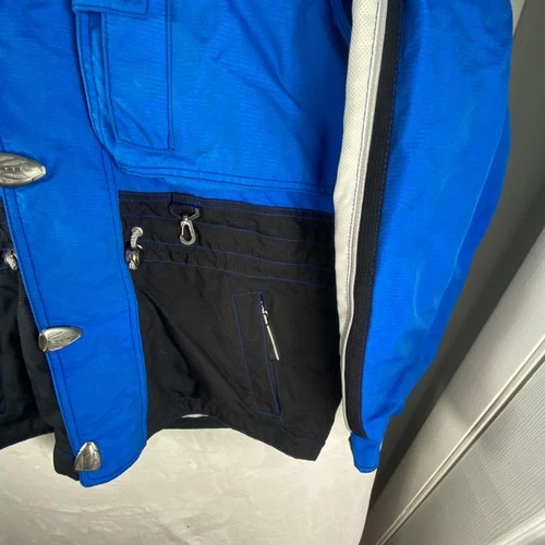 Phenix Ski Jacket Mens Medium Blue Black Hooded Insulated Reflective EY58033 image 12