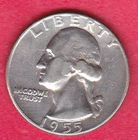 1955 P Washington Silver Quarter - No Mint Mark - Good Condition