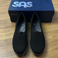 SAS Bliss Black Tripad Comfort Wedge Microfiber Slip on Loafer Shoes SZ 9 M