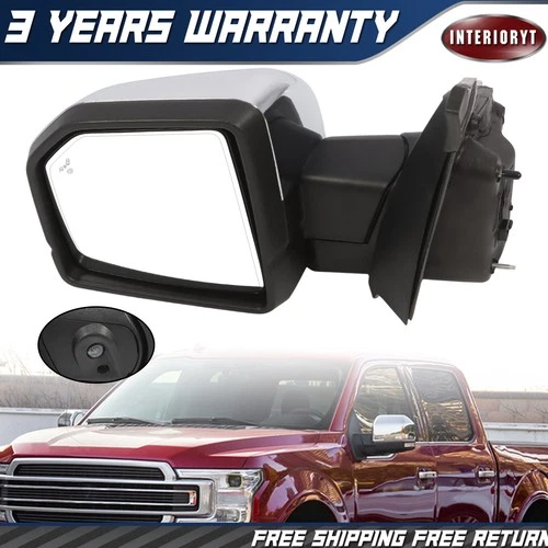 Left Side Power Mirror For 15-18 Ford F-150 Heated Chrome with Memory FO1320575