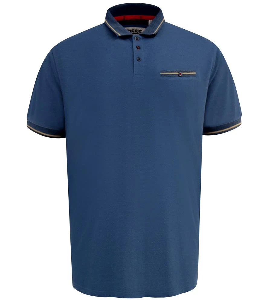 D555 Redditch Polo Shirt Blue Pique For Men, 2XL-10XL