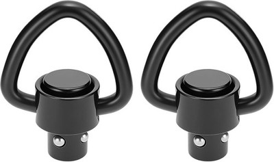 Button-Operated Heavy Duty Sling Swivel Attachments - 360° Flexibility, Black