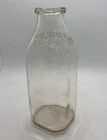 VTG Ferguson Farms One Quart Clear Glass Milk Bottle Beaver Falls PA 8.75" T