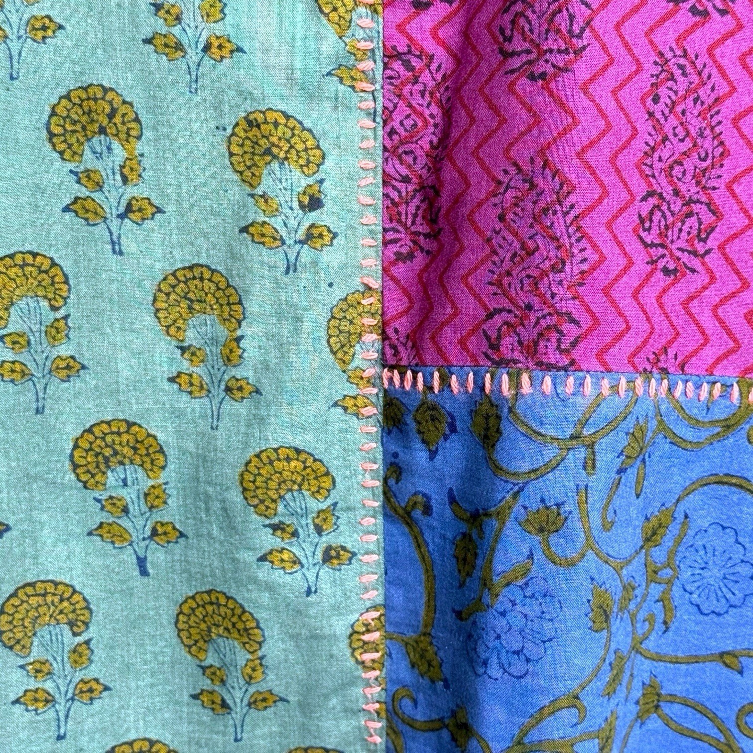 Patchwork Block Print Tunic Womens PL Artisan Hip… - image 8