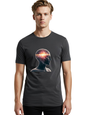Human-Brain-Activation Mens Graphic Tee, 100% Cotton, Casual Summer Wear