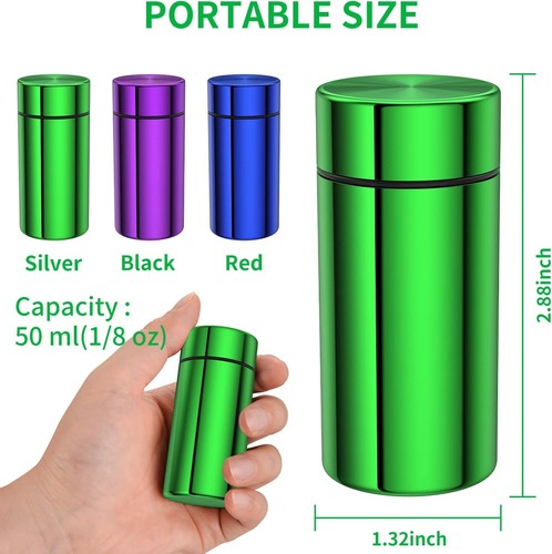 Portable Aluminum Storage Jar 3-Pack,Airtight Smell Proof Purple+Green+Blue - Picture 2 of 6