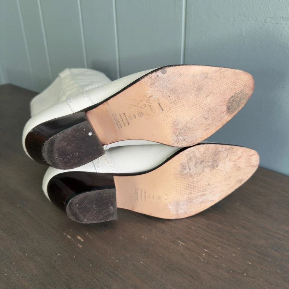 VTG Schutz cowboy boots bone white Sz 6B faux leather western rodeo festival Y2K - Image 4 of 4