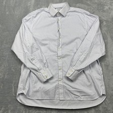 Charles Tyrwhitt Dress Shirt Mens 17.5/36IN Blue Stripe Egyptian Cotton